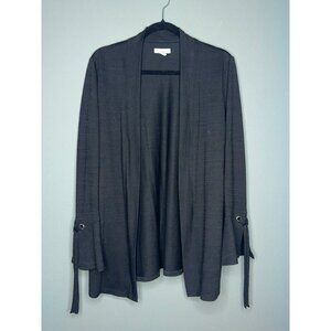 Charter Club Women's Medium Open Front Black Bell Sleeve Cardigan Knit Tunic Len